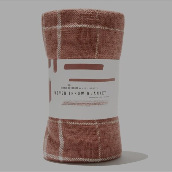 Little Korboose April Nemeth Woven Throw Blanket Rust NWT MSRP $60.00 - Picture 1 of 5